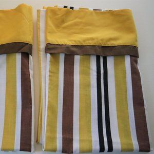 VTG Springmaid Marvelaire Mustard Brown Stripe Pillowcase Set of 2 Mid Century